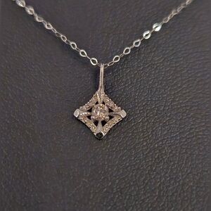 18K GOLD 0.10CT NATURAL DIAMOND NECKLACE 17"